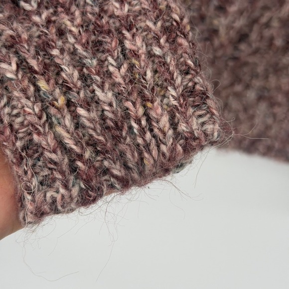 Lucky Brand Purple Marled Cable Knit Raglan Sweater Small Pink Cabin Core - Picture 5 of 8